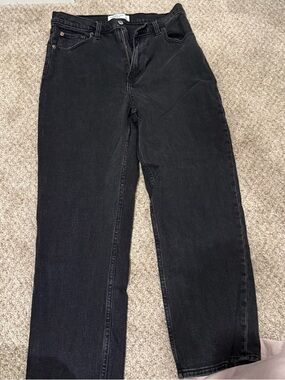 Abercrombie Curve Love Ankle Ultra High Rise Black Straight-Leg Jeans
